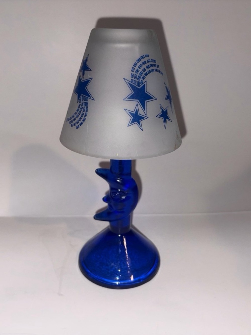 Hot topic  90s Blue Satin Glass Celestial Moon Candle Holder